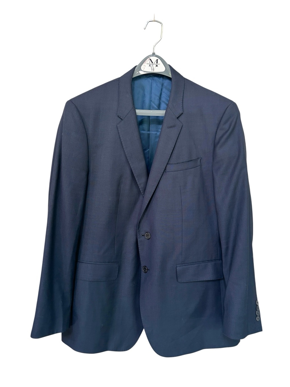 Thomas Pink Navy Blue Two-Button Sport Coat Loro Piana Wool Tailored Blazer 48